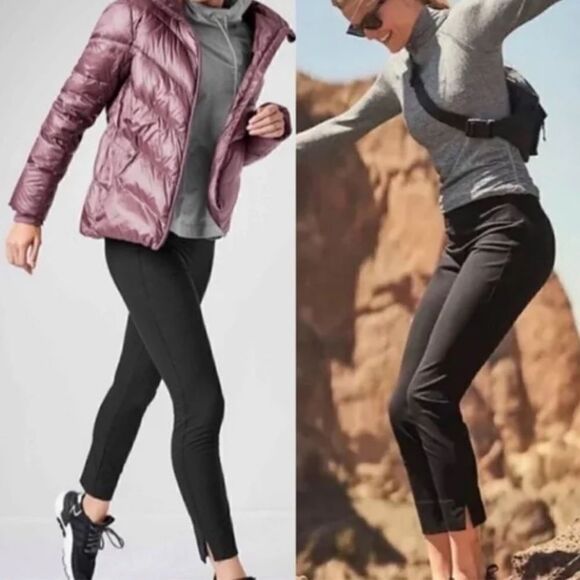 Athleta Wander High Rise Slim Black Nylon Athleisure Cropped Ankle Pants - Picture 2 of 13